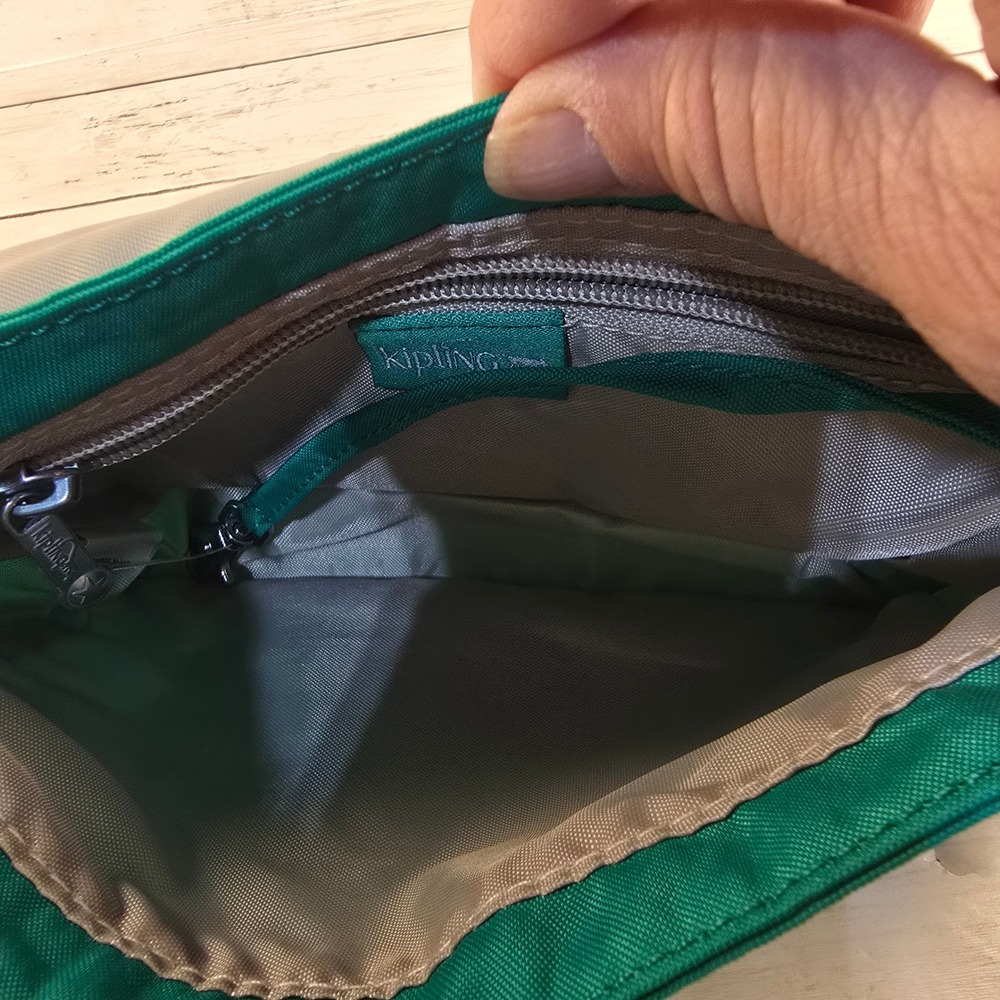 Kipling Green Crinkle Nylon Crossbody Bag Small Messenger Shoulder Bag - Picture 5 of 7